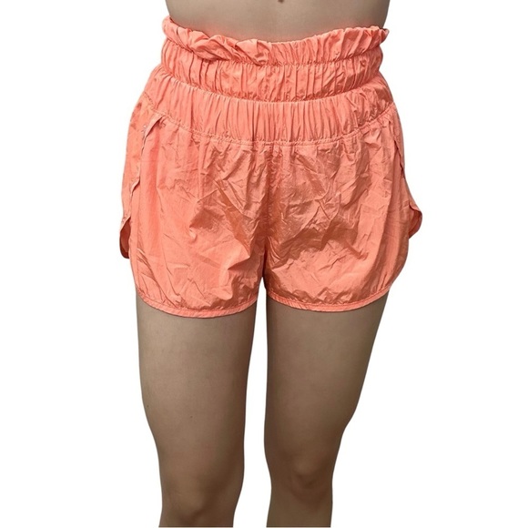 Free People Shorts the Way Home Orange Neon Casual High Waisted Gym Size Small - Picture 1 of 7